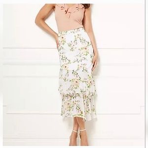 Eva Mendes for New York & Company floral Tiered Ruffle Skirt size 8